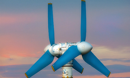 Two sets of blades are fitted on the tidal turbine to tackle reflux and flood tides