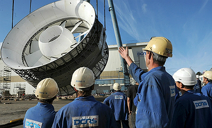 The tidal power project uses turbines manufactured by OpenHydro